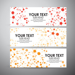 Naklejka premium Abstract orange Molecule pattern. Vector banners set background. 