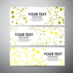 Abstract yellow Molecule pattern. Vector banners set background. 