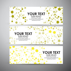 Naklejka premium Abstract yellow Molecule pattern. Vector banners set background. 