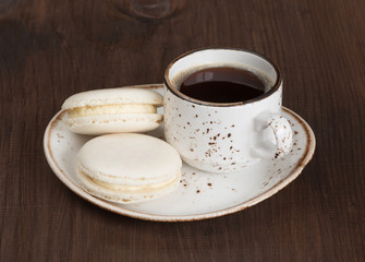 Black coffee and macaroons