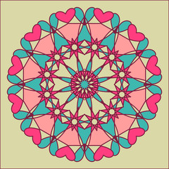 Round decorative pattern. Lace circle design template.