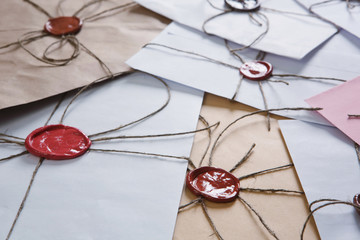 Letters with seal on table