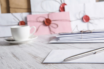 Letter with seal on table