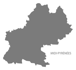 Fototapeta premium Midi-Pyrenees France Map grey