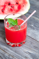 Healthy watermelon smoothie with mint