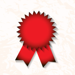 Vector red award badge with ribbon