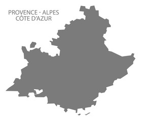 Provence - Alpes - Code d Azur France Map grey