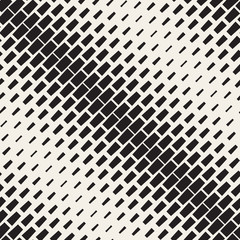 Vector Seamless Black And White Diagonal Halftone Rectangles Pattern