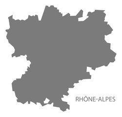 Fototapeta na wymiar Rhone-Alpes France Map grey