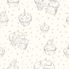 Seamless pattern with cakes