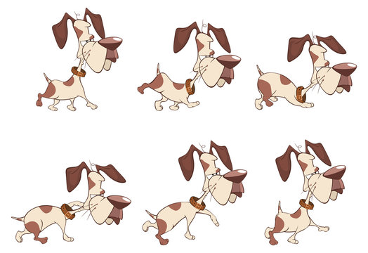 Cartoon Character Cute Hunting Dog for a Computer Game. Storyboard