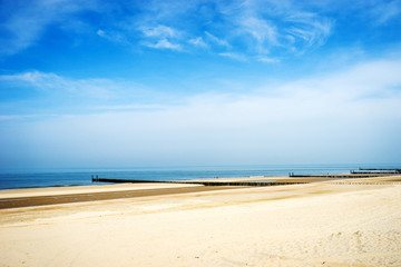 Fototapeta na wymiar Blue Sky at Domburg Beach / Netherlands