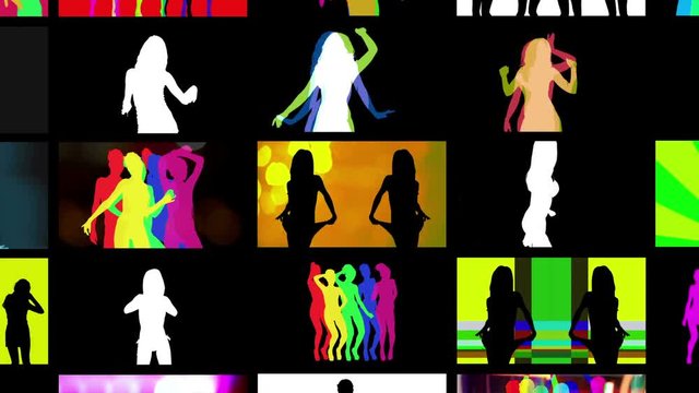 video wall shadow disco style dancers