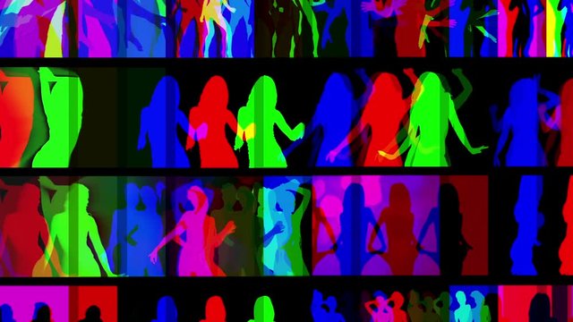 video wall shadow disco style dancers