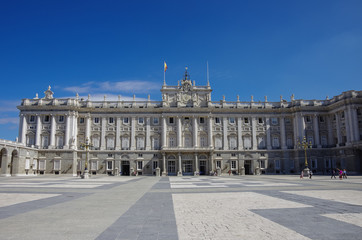 Fototapeta na wymiar The Royal Palace in Madrid City. Sunny summer day. Spain
