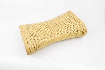 Wicker woven pillow isolated on white , thai Wicker woven pillow
