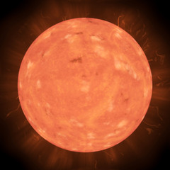 Orange solar type star with fiery splashes on the crown.