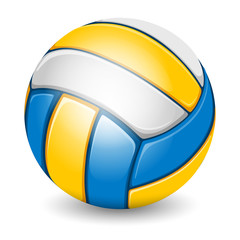 Colored Volleyball Ball. Sports equipment. Realistic Vector Illustration. Isolated on White Background.