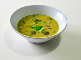Green Curry with meat and eggplant, Thai food