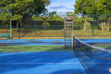 tennis court old in garden