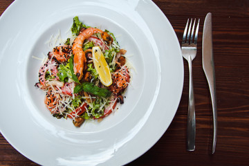 Beautiful delicious spicy seafood  salad, healthy food