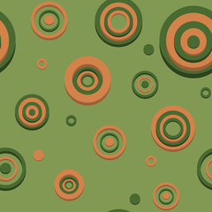 Seamless pattern with green and orange circles