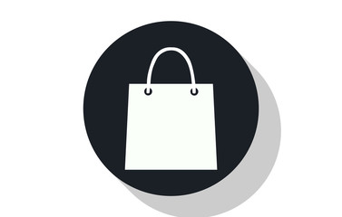 Shopping bag icon with long shadow. White background