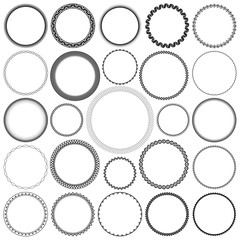 Collection of Round Decorative Border Frames with Clear Background. Ideal for vintage label designs.