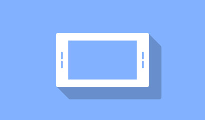 White horizontal smartphone vector icon with long shadow