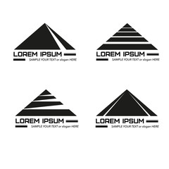 Set creative monochrome logos with stylized design pyramid vecto