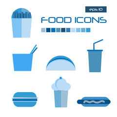Creative fast food flat design icons vector set