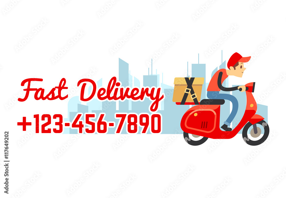 Sticker Delivery service vector banner with call number