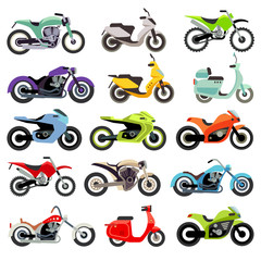 Classic motorcycle motorbike flat vector icons © MicroOne