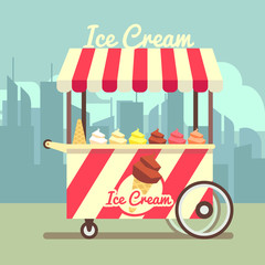 Vector gelato ice cream cart