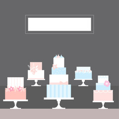 Wedding cakes.Vector illustration.