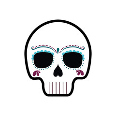 skull art mexican culture icon. Isolated and flat illustration. Vector graphic