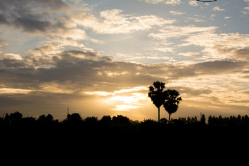 Sunset beautiful light with mountain background