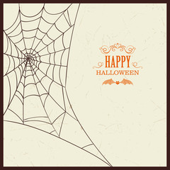 Vector Illustration of a Happy Halloween Design with a Spiderweb