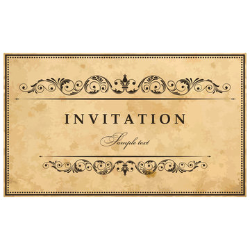 Wedding Invitation cards in an old-style beige and brown