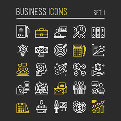 Vector business thin line icons set