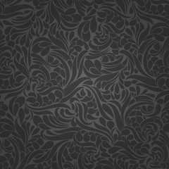 Seamless background of  black color in the style of Damascus - 117652454