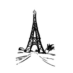 tour Eiffel romantic vector illustration heart frame drawing wat