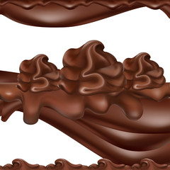 liquid chocolate, flowing, molten, caramel, vector