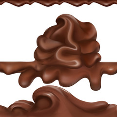 liquid chocolate, flowing, molten, caramel, vector
