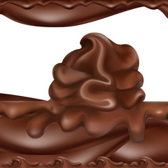 liquid chocolate, flowing, molten, caramel, vector