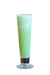 Glass of smoothie isolated on white background