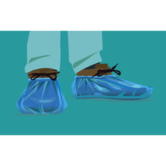 protection on its feet for the hospital, shoe covers cellophane,