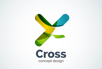 X cross logo template, rotated plus, medical or letter concept