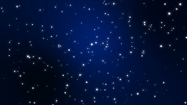 Night sky full of stars animation made of sparkly light particles moving across a blue black gradient background