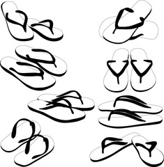 Flip flops, colored silhouettes. Vector illustration. - 117653220